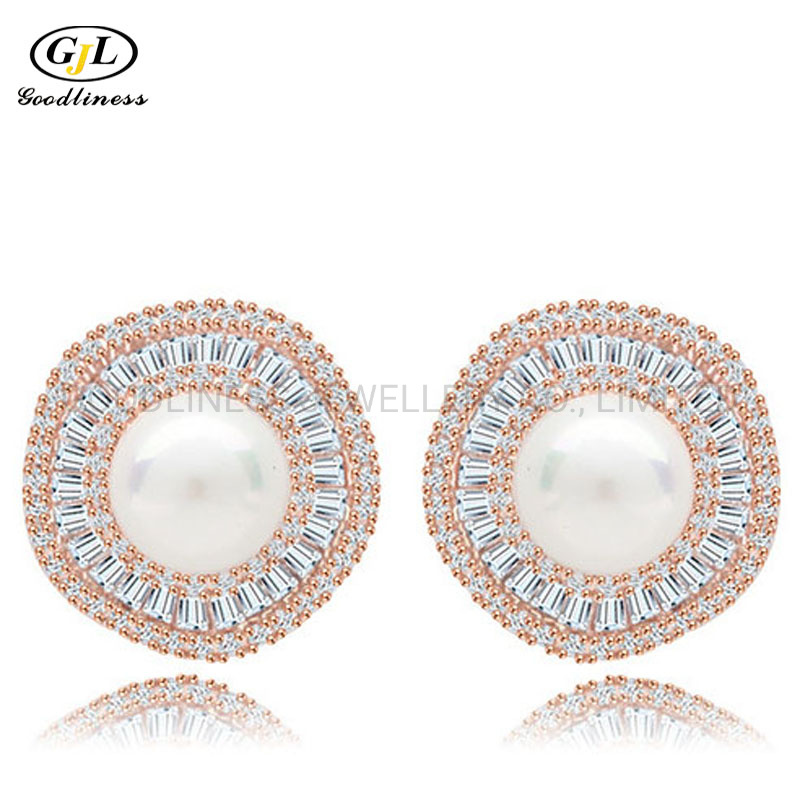 Stud Earring 925 Sterling Silver Jewelry with Pearl