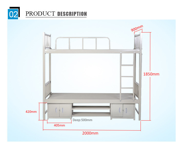 Mingxiu Steel School Equipment Dormitory Double Bunk Beds / Metal Bunk Bed