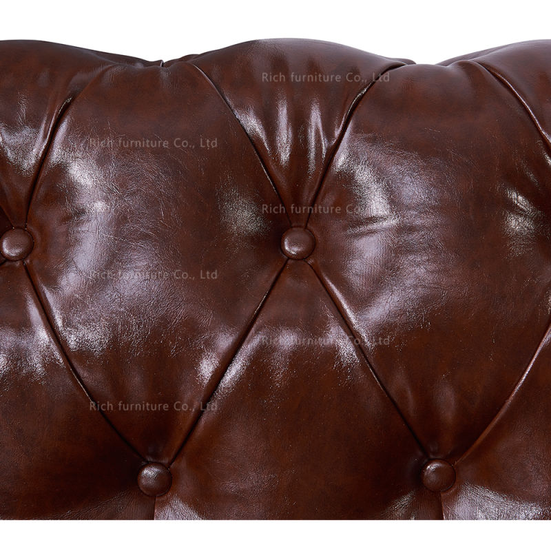 Vintage Deep Tufed Chesterfield Retro Couch Hotel Leather PU Sofa