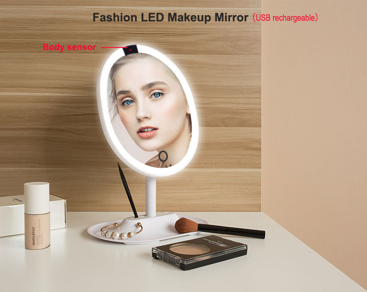 Round Travel Cosmetic LED Vanity Makeup Mirror