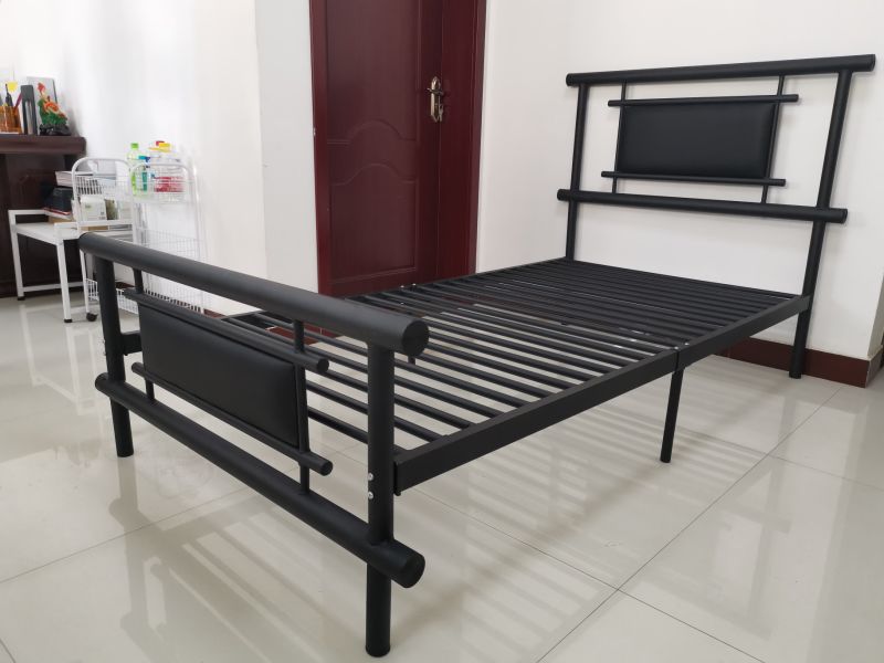Latest Comfortable High Structure Metal Single Beds with PU Bed Head