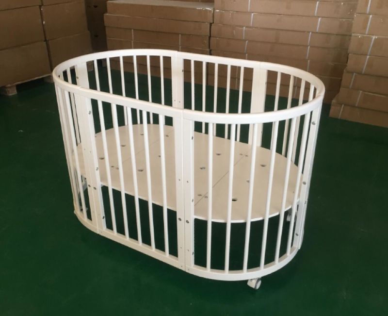 8 in 1 Solid Wood Infant Bed Round Baby Bed