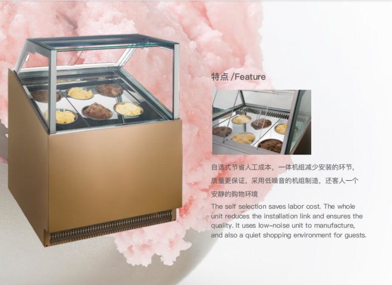 Ice Cream Glass Showcase with Air Cooling