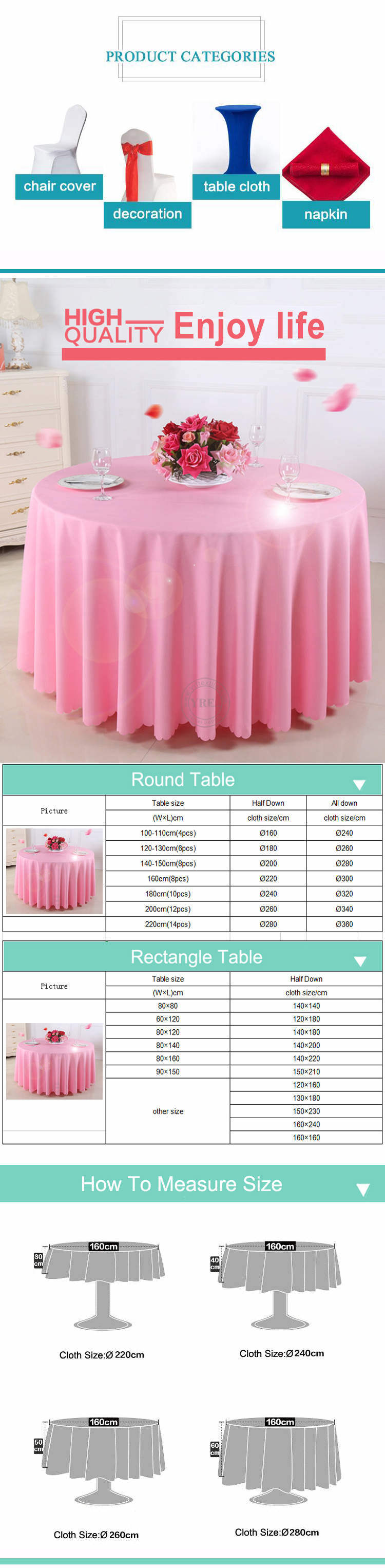 Polyester Table Sets Cheap Round Plain Green Table Cloths