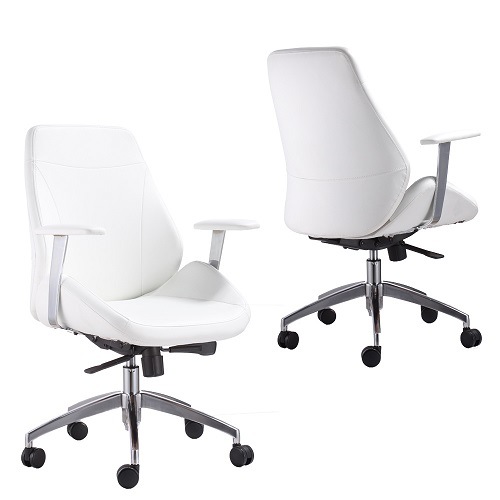Modern Swivel White Office Chair with Wheels for Meeting Room