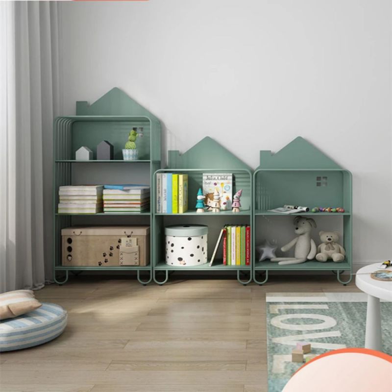 Steel Library Mobile Child Book Shelf in Green with 3 Shelf