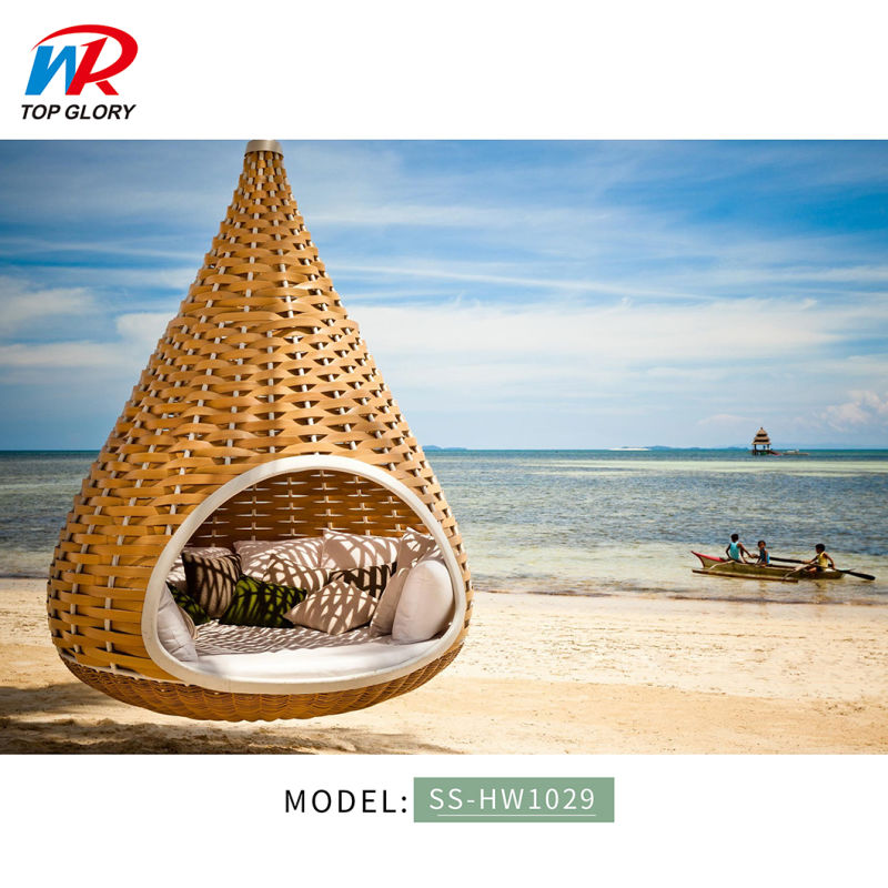 Rattan Outdoor Round Sunbed Round Lounge Suite Sun Bed Beach Luxury Rattan Sun Lounger Round Lounge Bed