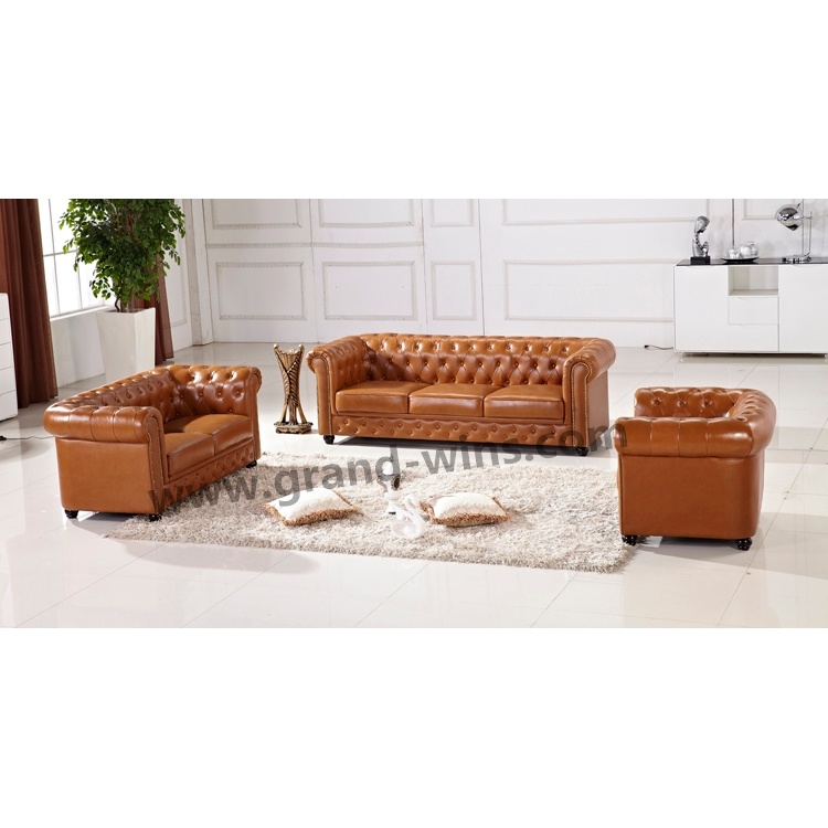 Modern European Living Room Chesterfield Sofa 3 Seat Sectional Assembled Set Sofa