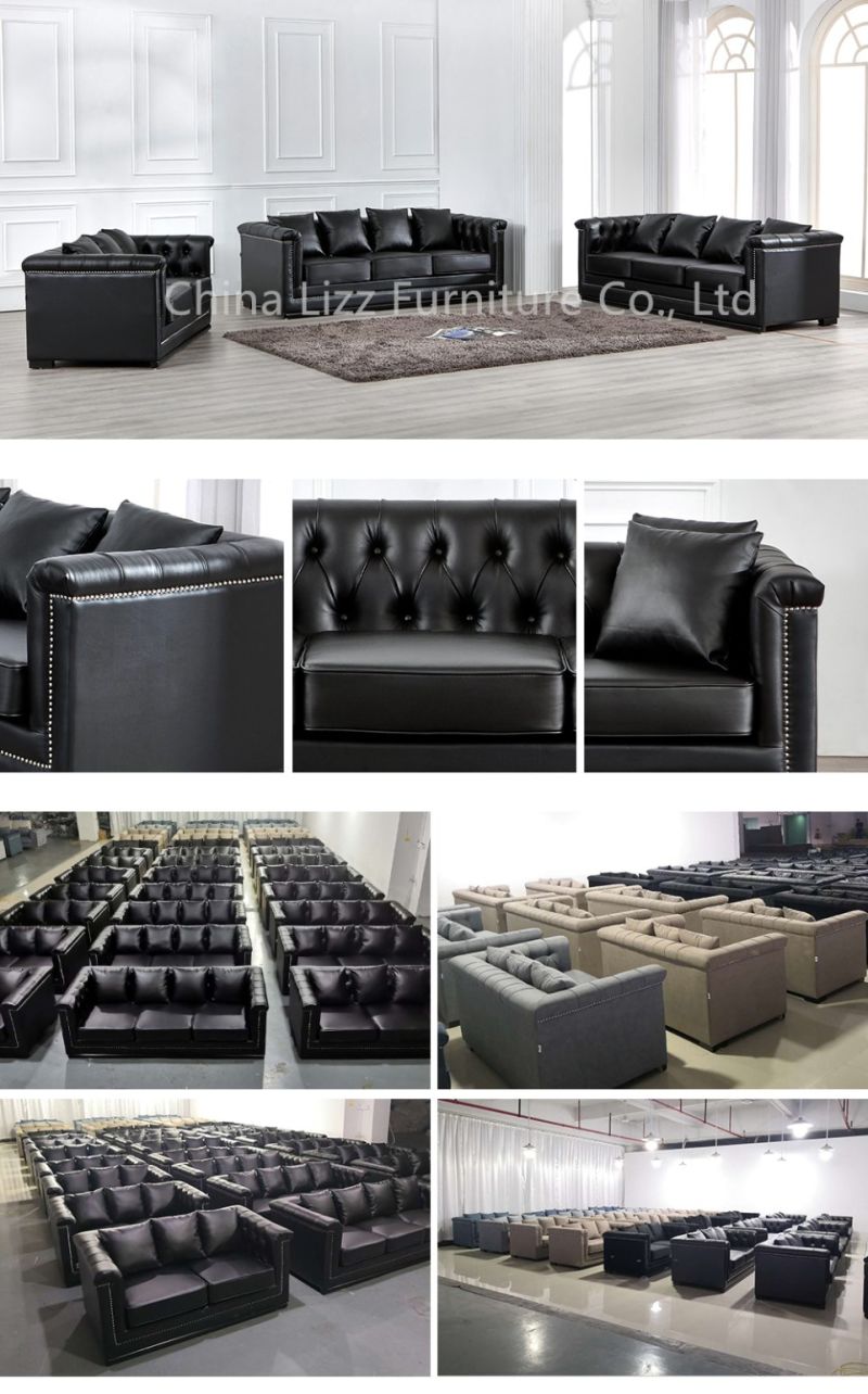 Chesterfield Sectional Modern Genuine Leather Sofa Couch Set