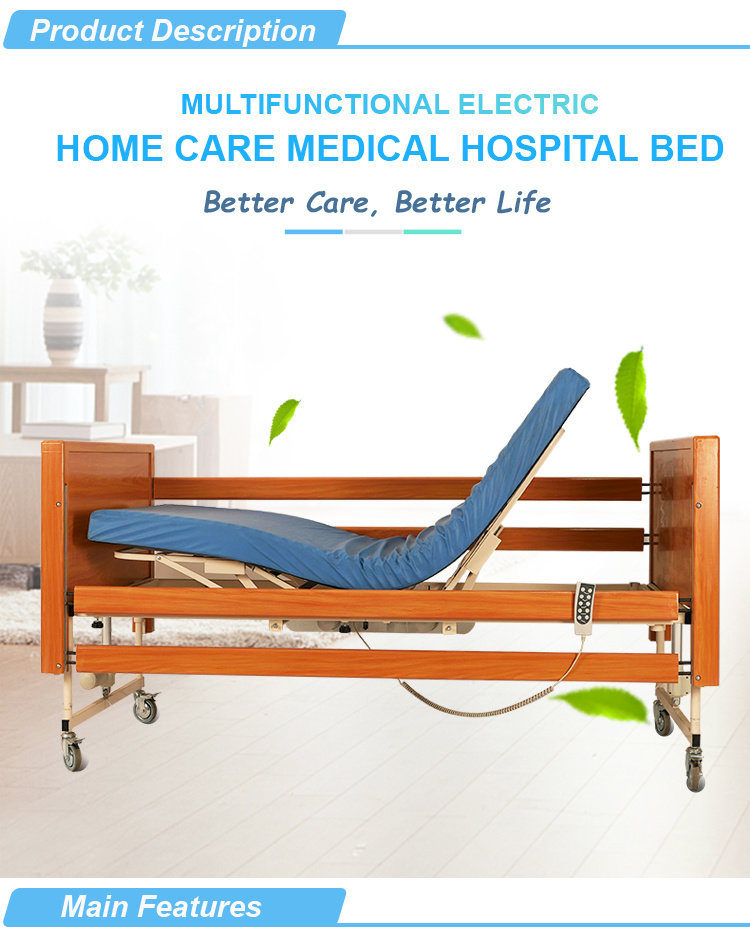 Wooden Side Panel Hospital Electric Bed for Patients Medical Bed