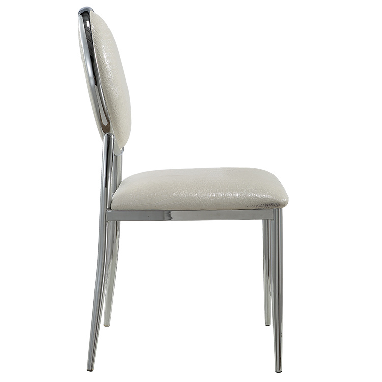 White PU Chairs Stainless Steel Chairs Dining Chairs