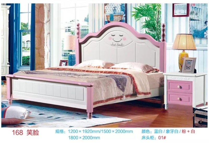 Oak Dark White Painted Bed/Wooden Bed/Queen Size Bed