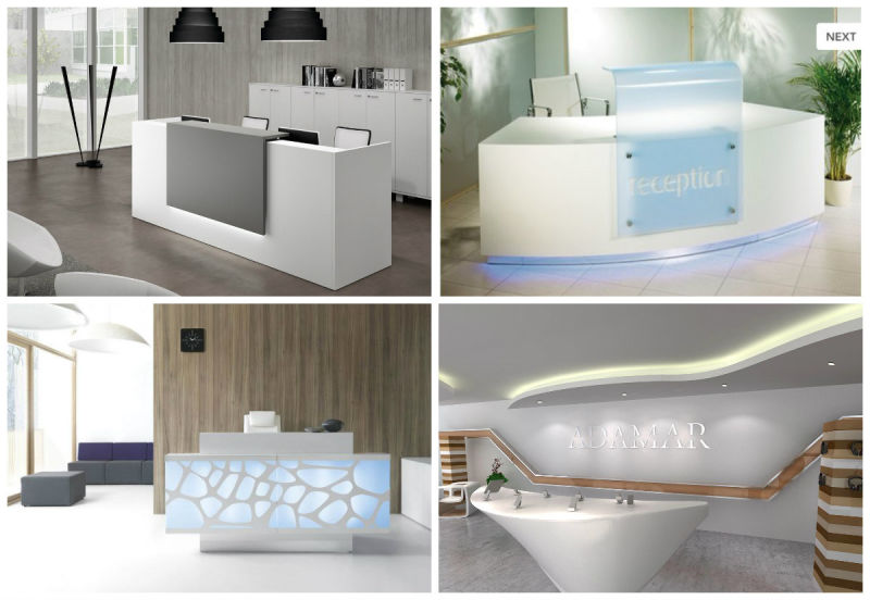 White Round Modern Curved Beauty Salon Reception Desk
