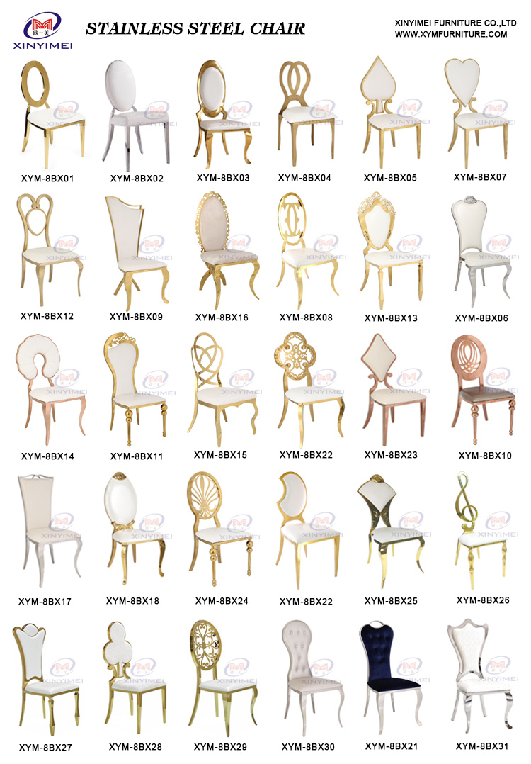 Imported Gold Stainless Steel Frame White Leather Dining Chairs for Sale