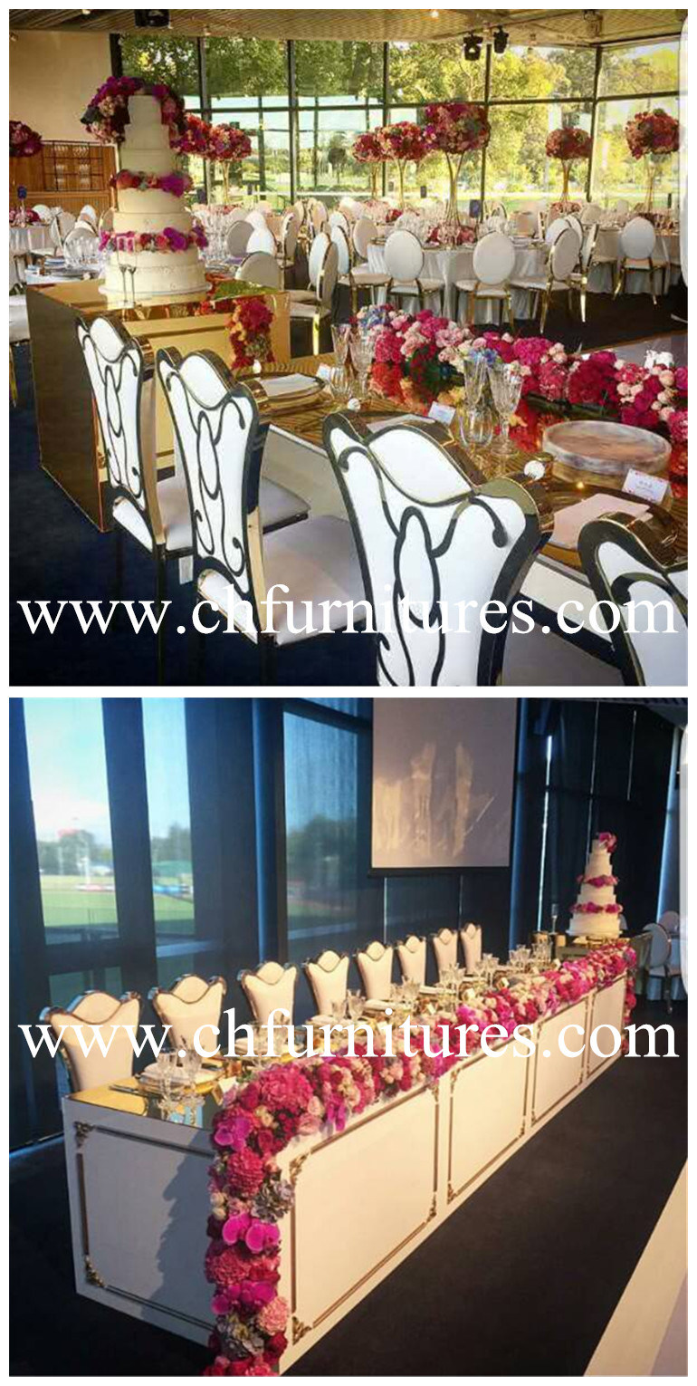 Chair Wedding White Throne Stainless Steel Chair Golden Banquet Modern Dining Chair Yc-Zs39
