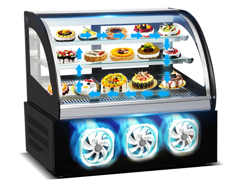 Curved Glass Cover Cake Showcase Refrigerated Display Case Refrigerated Cake Display Cabinet