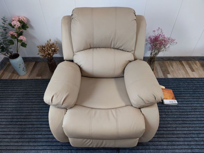 Living Room Sofa PU Leather High Back White Manual Recliner