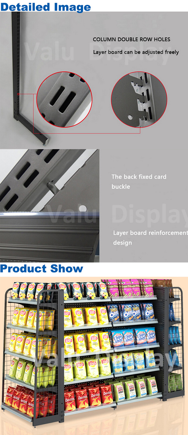 Double Sided Metal Wire Display Rack Supermarket Snack Shelf
