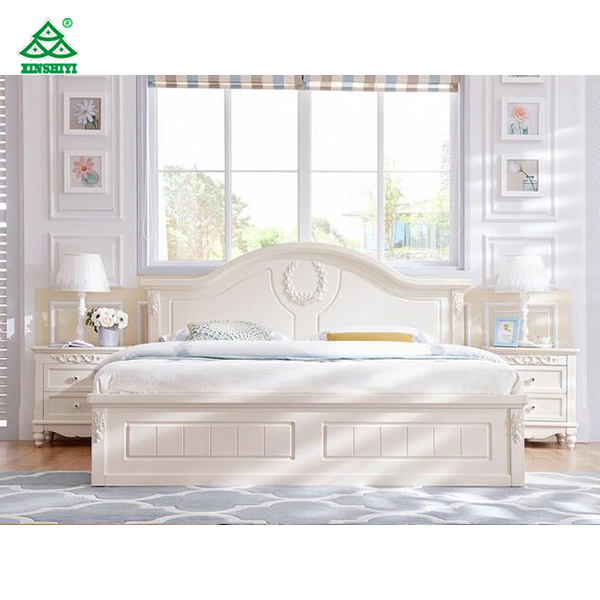 Luxury Home Furniture Royal White Bed Storage Bed Wooden Bed