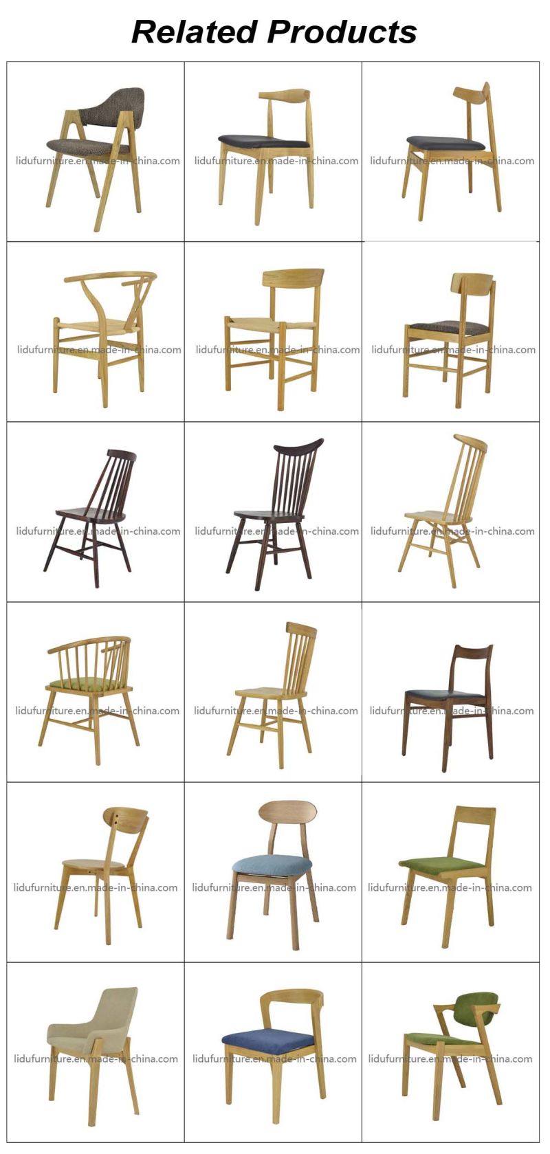 Wooden Dining Chair Simple Natural Color Oak Wooden Classical Dining Room Carved Solid Wood Dining Chair Wood Color Chair