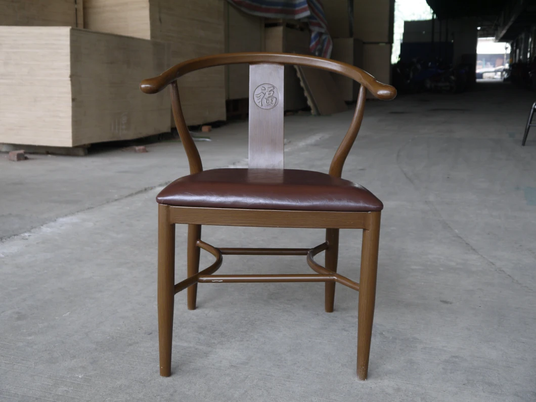 Chinese Metal Dining Chair Luxury Chair Wooden Grainy Iron Upholstered Dining Chair