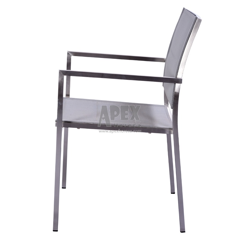 Outdoor Stainless Steel Chair Textile Sling Chair Restaurant Furniture