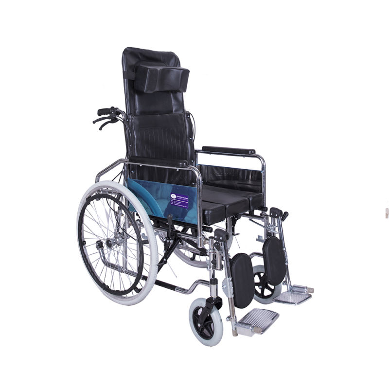 Foldable High Back Orthopedic Manual Wheelchair with Reclining Backrest