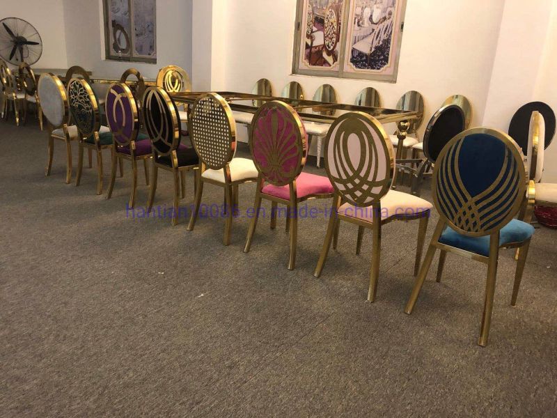 Stackable White Chair Gold Stainless Steel Wedding Event Dining Banquet Chair