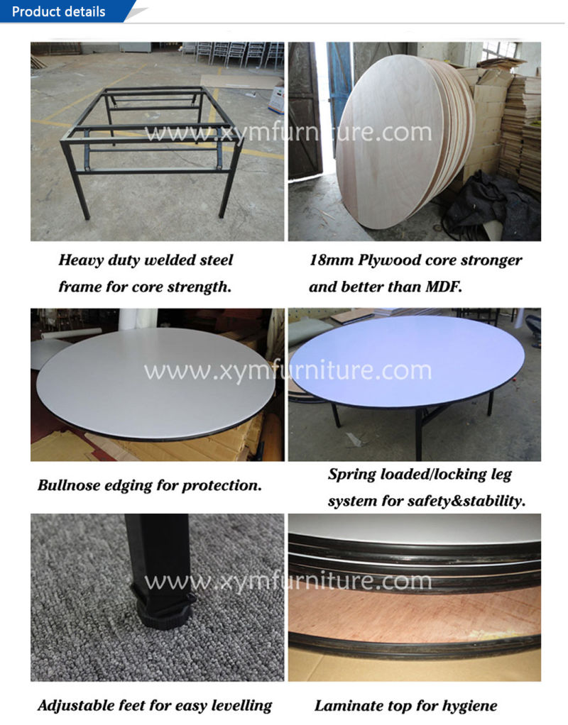 Restaurant Furniture Durable Folding Metal Frame PVC Top Round Banquet Table