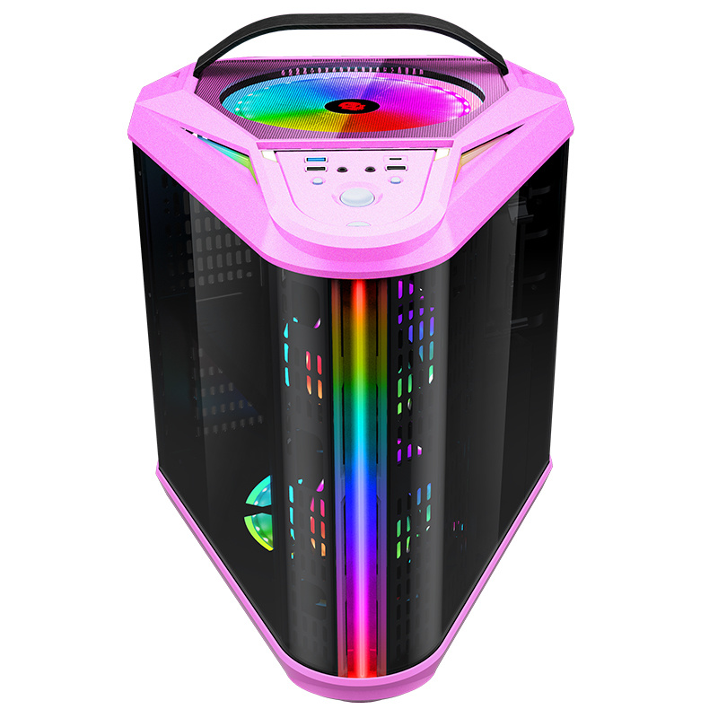 Pink Triangle RGB ATX Tower Computer Cases Gaming PC Desktop Case