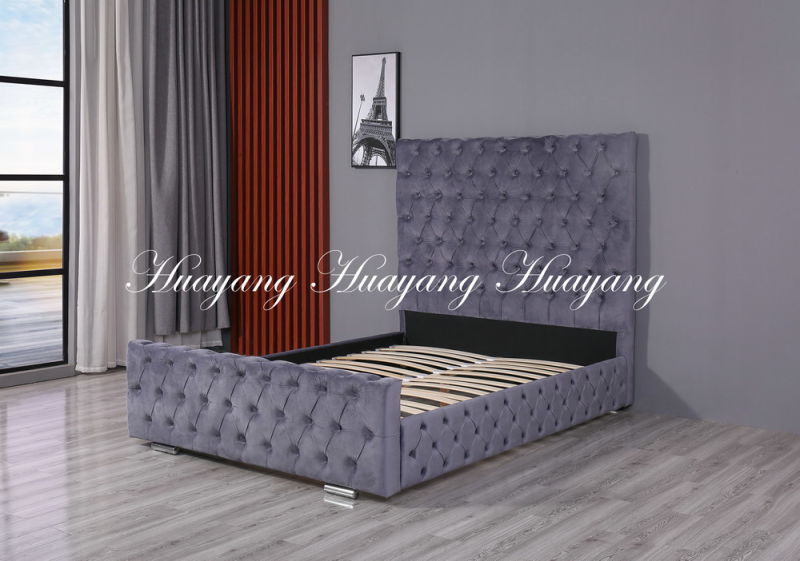 Upholstered Velvet Queen Size Bed Double Bed Furniture