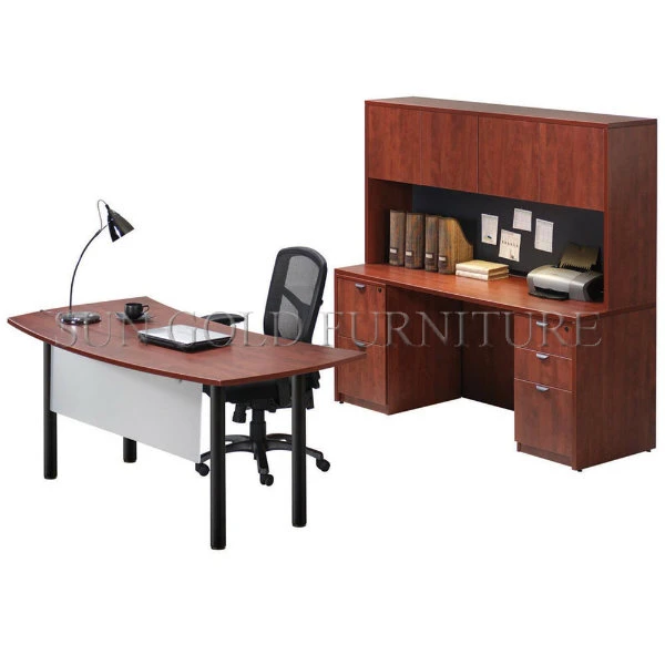 Wooden Office Desk Set Curved Desk with Side Table Bookcase (SZ-ODT614)