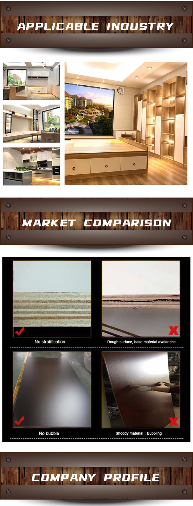 Melamine MDF /High Glossy UV MDF for TV Cabinet /Kitchen Cabinet