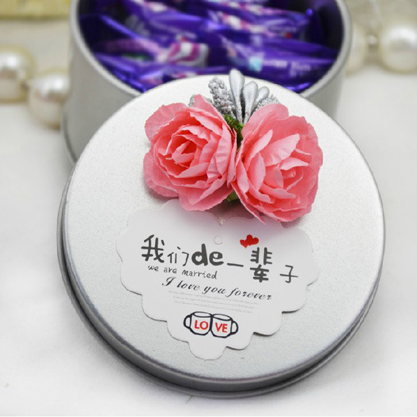 Fancy Mini Wedding Tin Gift Box Flower Tin Box