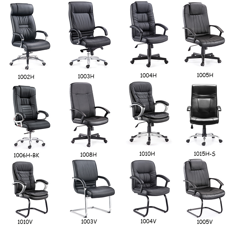 Foshan Factory Good Quality High Back Executive Leather Chairs with Metal Arms