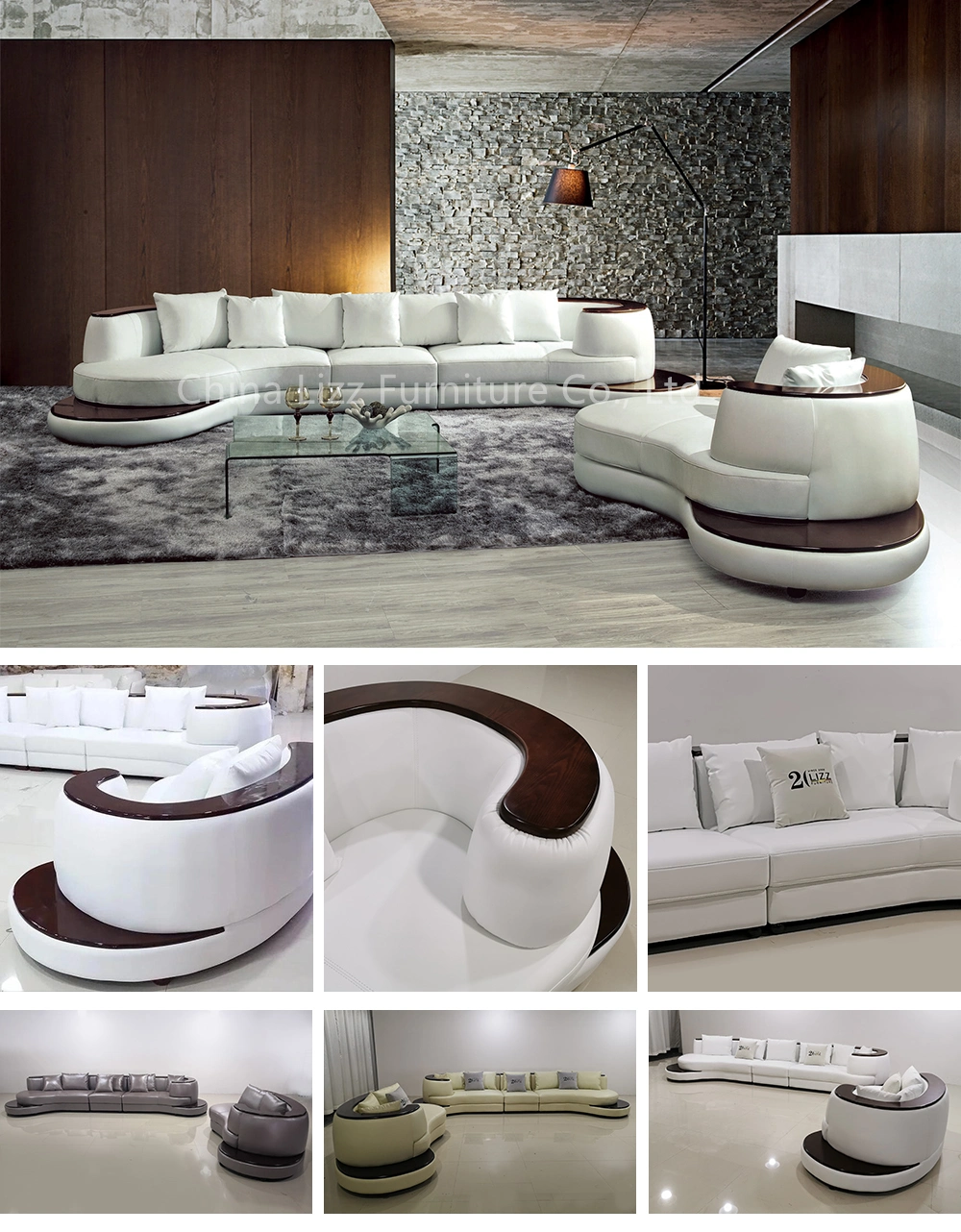 Divani Casa Modern Living Room Furniture Italian Leather White Lounge Sofa Set