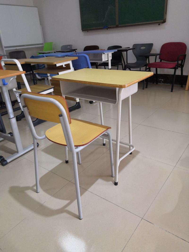 Cheap Price Classroom Desk with Chair Set School Furnitures Single Desk with Chair