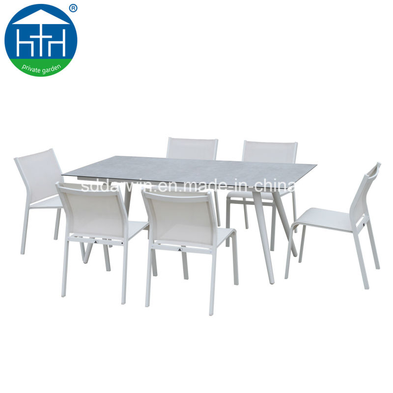 Factory Direct Sale Outdoor Patio Furniture of Mesh Chairs and Plastic Wood Table