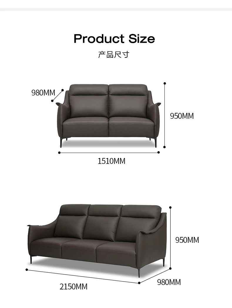 Leather Sofa Head Layer Cowhide Italian Style Light Luxury Leather Art Super Soft Sofa Modern Simple