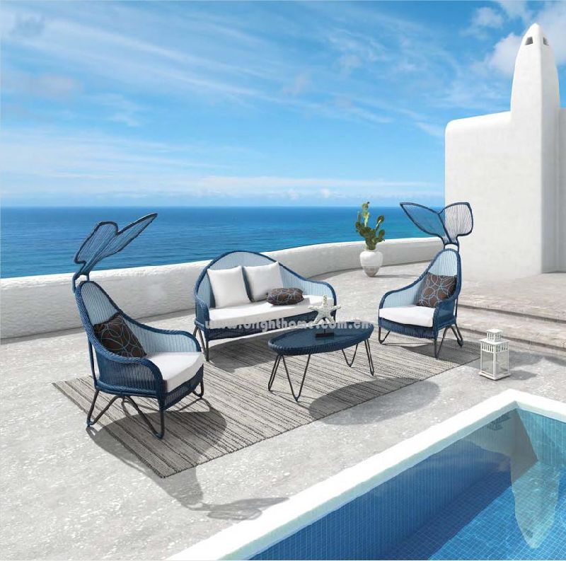 Modern Special Design Leisure Aluminum PE Rattan Wicker Garden Home coffee Table and Sofa Outdoor Sofa Set