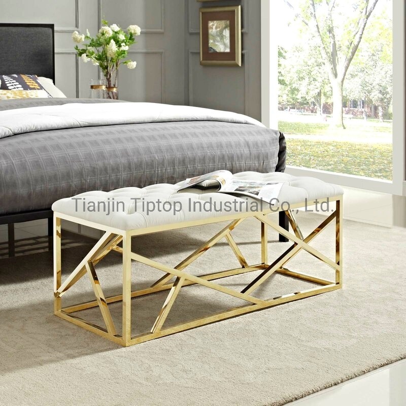 Comfortable Modern Bed Bench Velvet Seating Furniture Bed End Bench