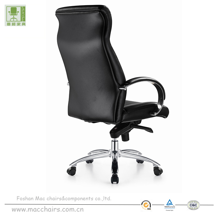 Foshan Factory Good Quality High Back Executive Leather Chairs with Metal Arms