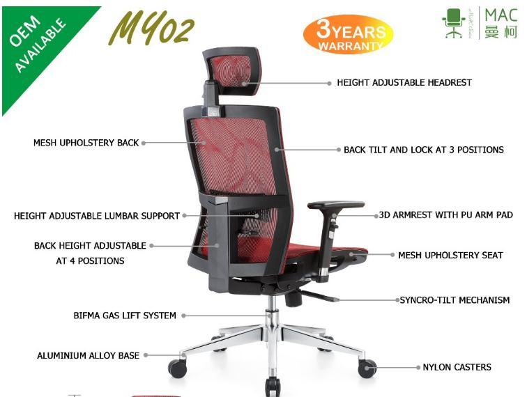 Back Height Adjustable Executive Office Chair Boss Chair Manager Chair with 3D Armrest