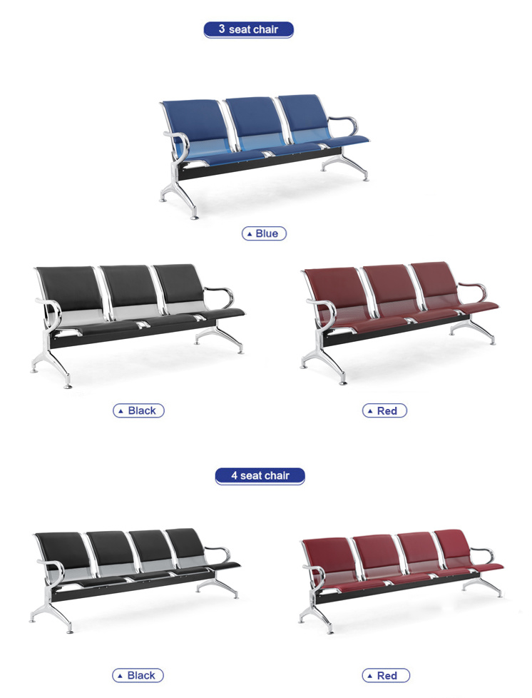 Office Furniture Metal Public Airport Chair Red Hospital Waiting Chair