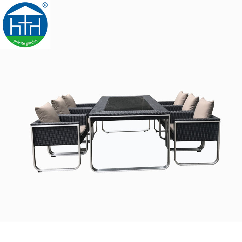 Outdoor Modern Rattan Dining Table Chairs Set Furniture Table for Balcony
