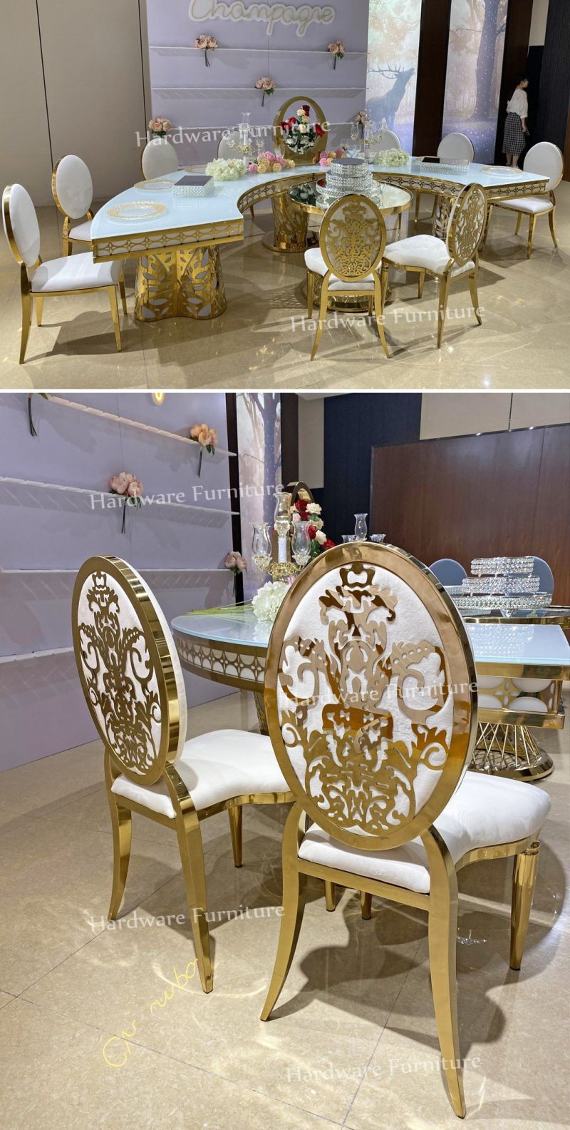 Unique Design Backrest Velvet Banqueting Chair and Table