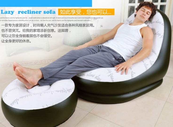 Inflatable PVC Flocking Lazy Recliner Sofa