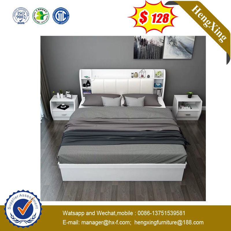 Modern Wooden Bedroom Furniture Wood Double King Beds with Mattress