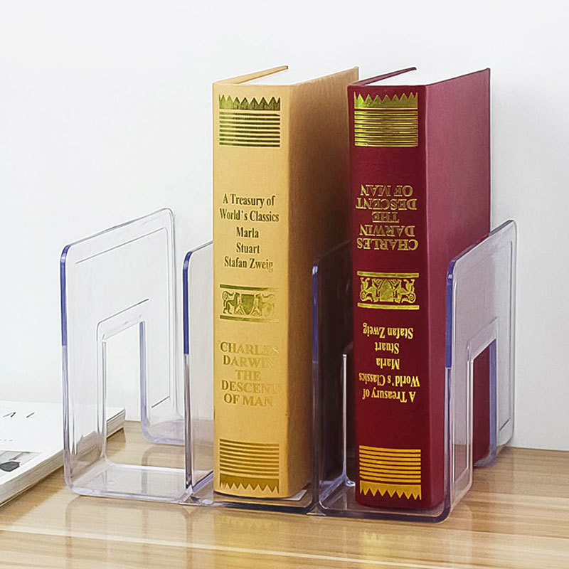 Custom Clear Lucite Acrylic Desktop Bookshelf Holder Organizer and Storage Shelf for Office