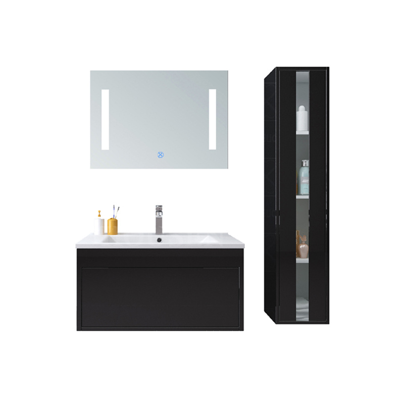 Modern Bathroom Vanities with LED Mirror and Side Cabinet